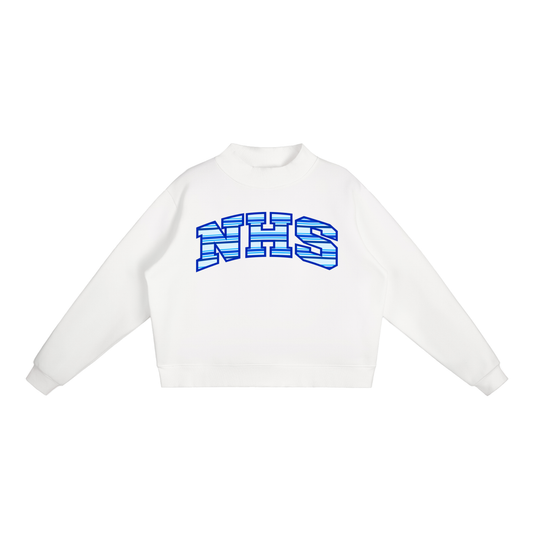Striped NHS Essential Fleece Mock-Neck Crew Sweatshirt