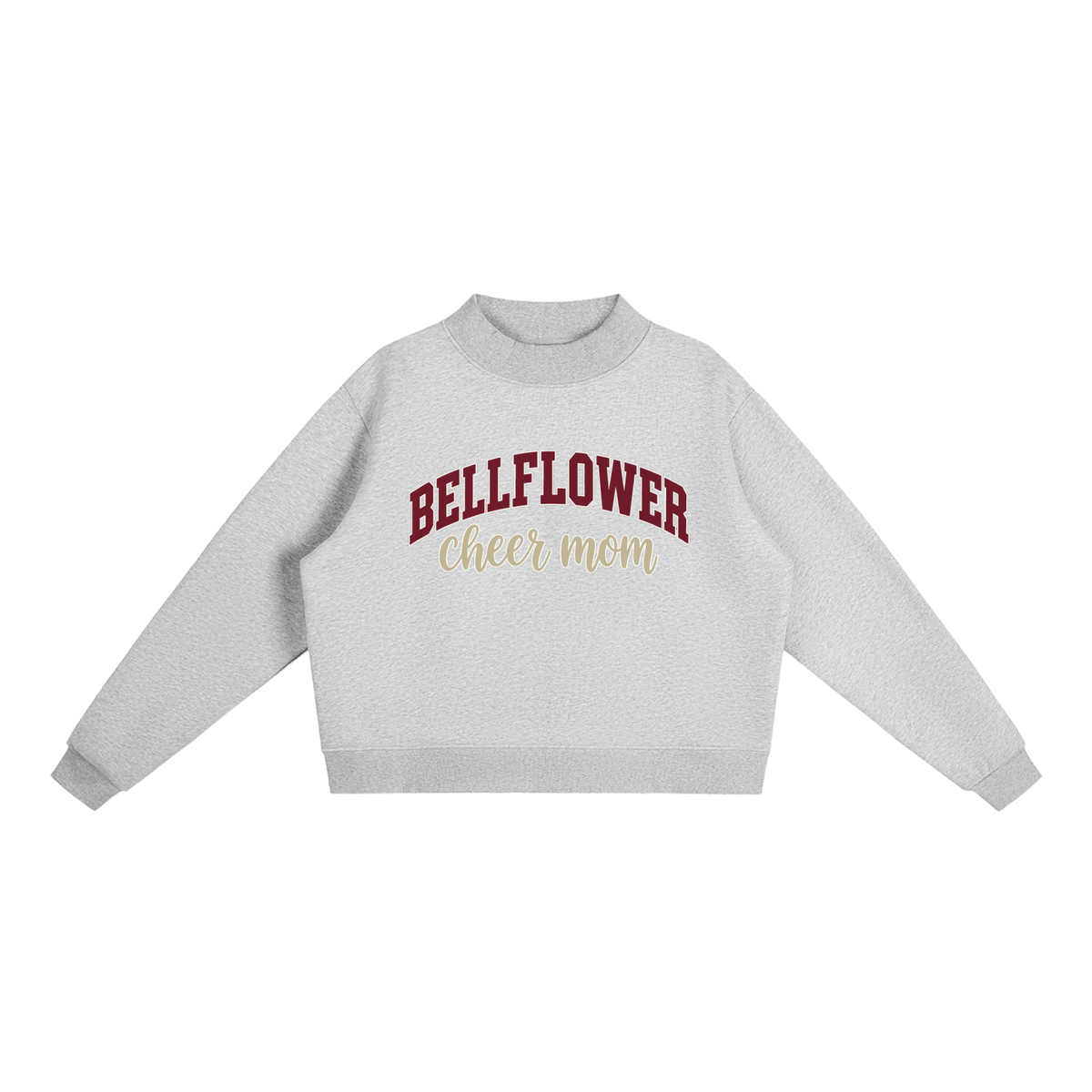 Cheer Mom Bellflower Essential Fleece Mock-Neck Crew Sweatshirt