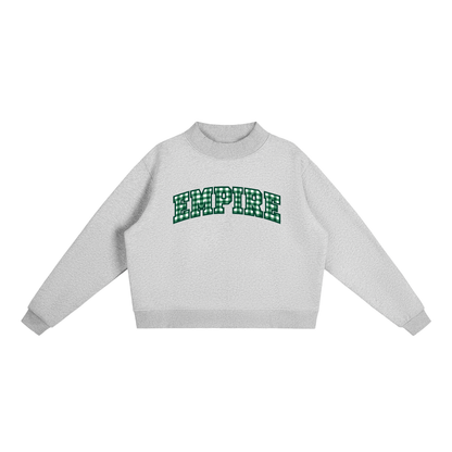 Gingham Empire Essential Fleece Mock-Neck Crew Sweatshirt (printed)