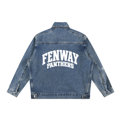 Basic 2 White Fenway Vintage Wash Zip Up Denim Jacket