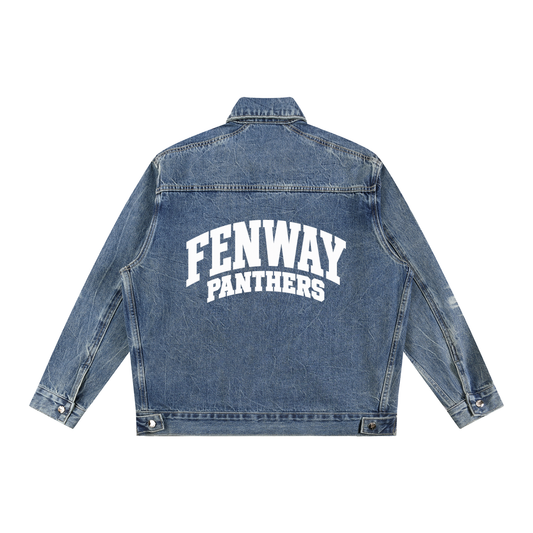 Basic 2 White Fenway Vintage Wash Zip Up Denim Jacket