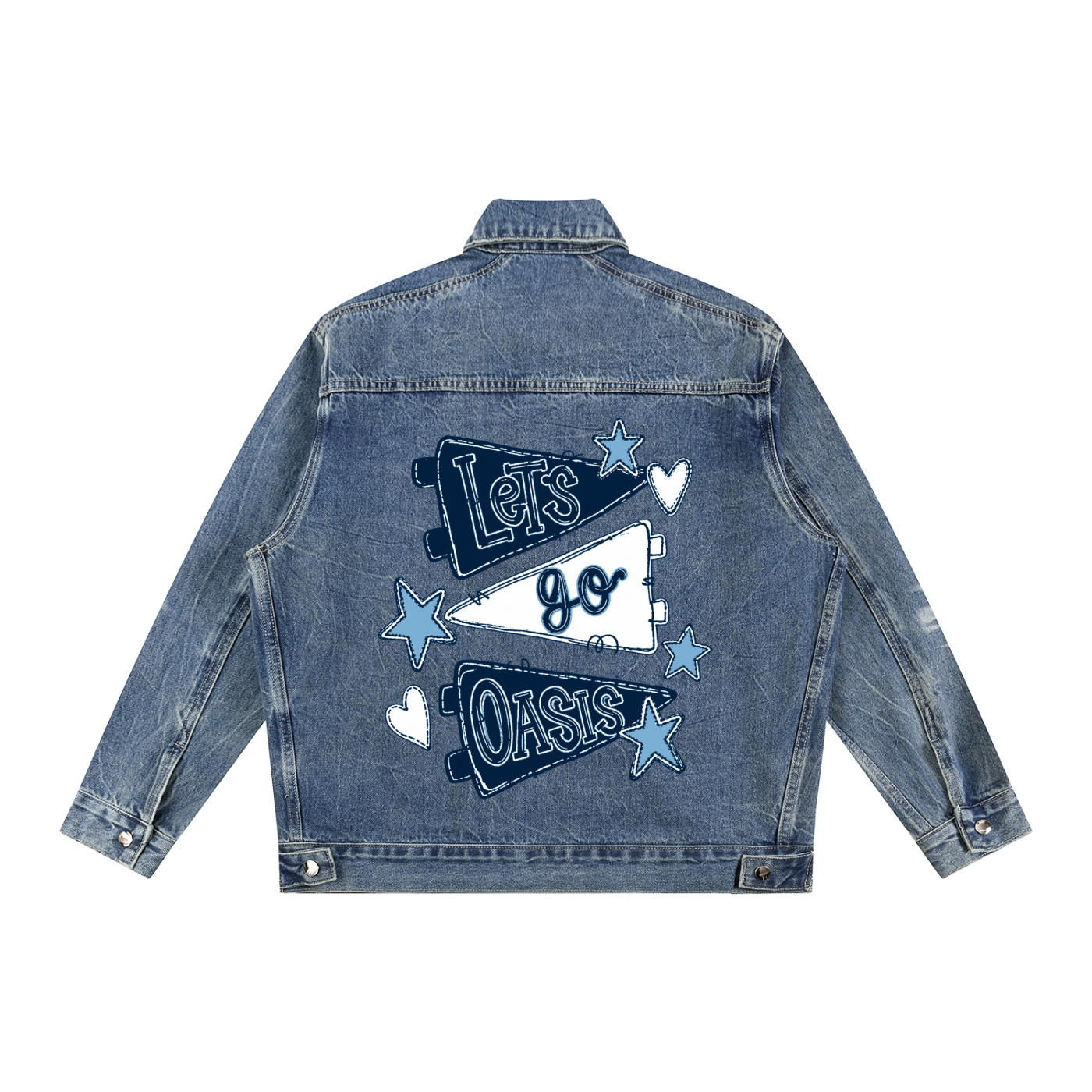 Lets Go Oasis Vintage Wash Zip Up Denim Jacket