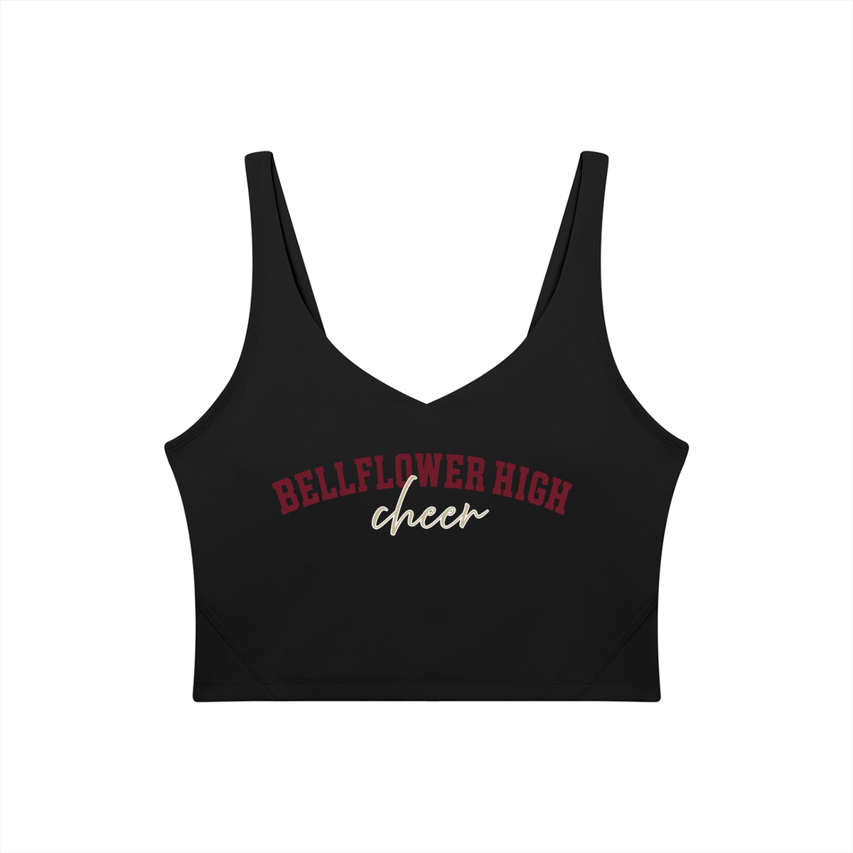 Cursive Bellflower Women's V-Neck Yoga Sports Bra