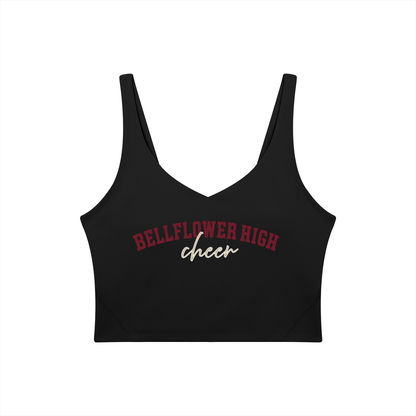 Cursive Bellflower Women's V-Neck Yoga Sports Bra
