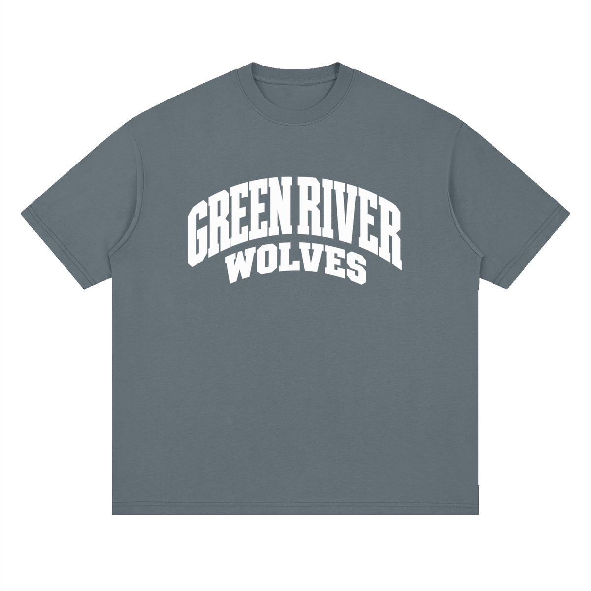 Basic 2 White Green River Oversized Drop Shoulder T-Shirt