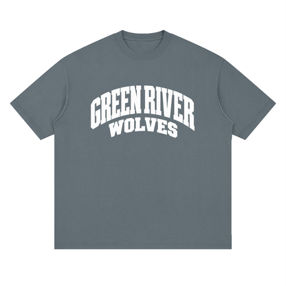 Basic 2 White Green River Oversized Drop Shoulder T-Shirt