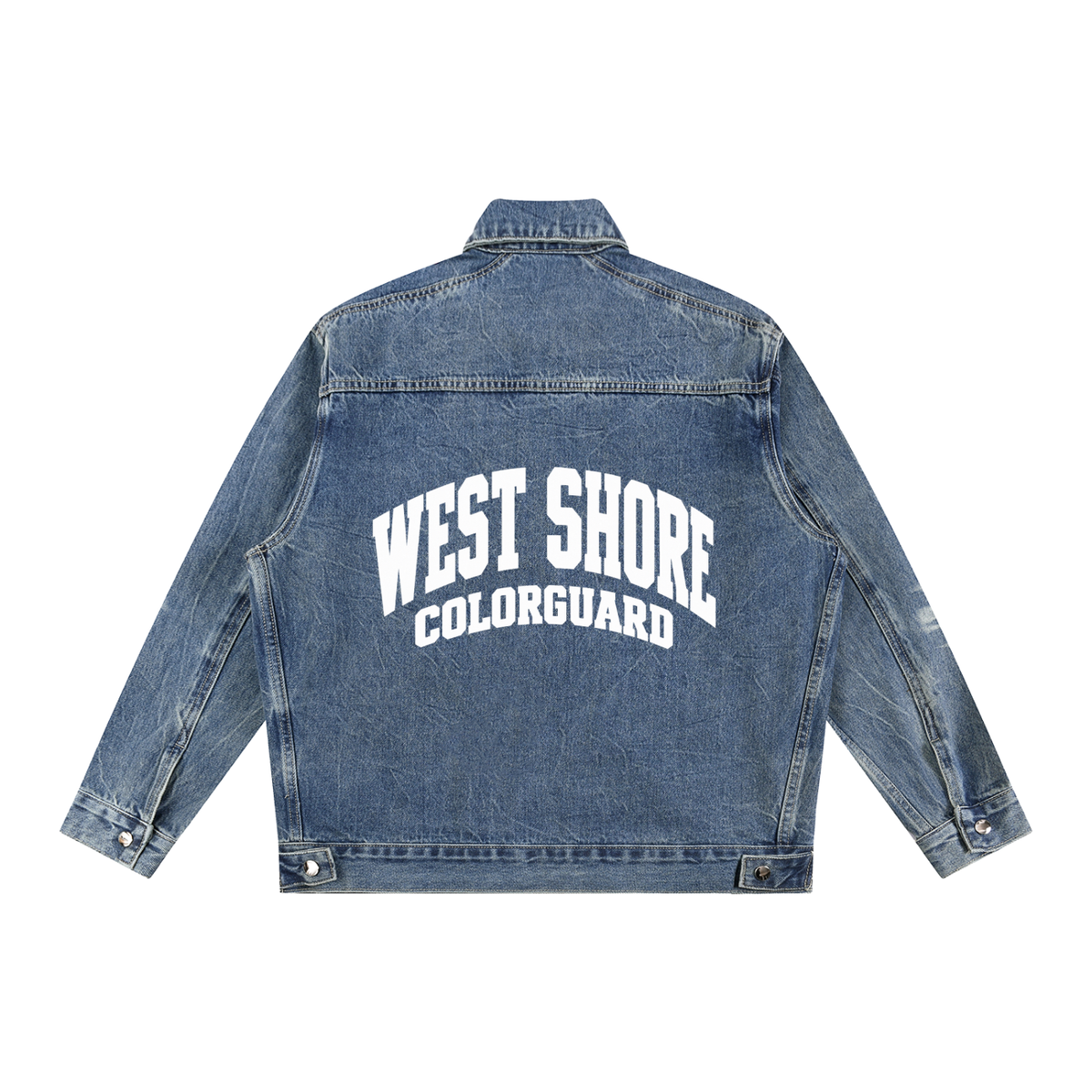Basic 2 White West Shore Vintage Wash Zip Up Denim Jacket