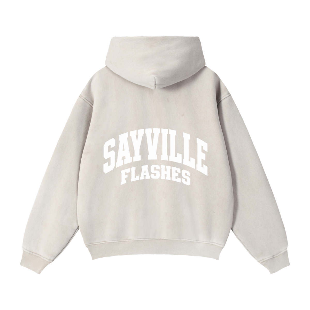 Basic 2 White Sayville Zip-Through Boxy Fleece Hoodie