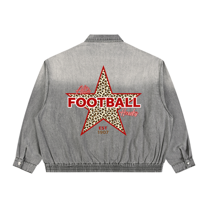Unisex Vintage Wash Full-Zip Denim Jacket