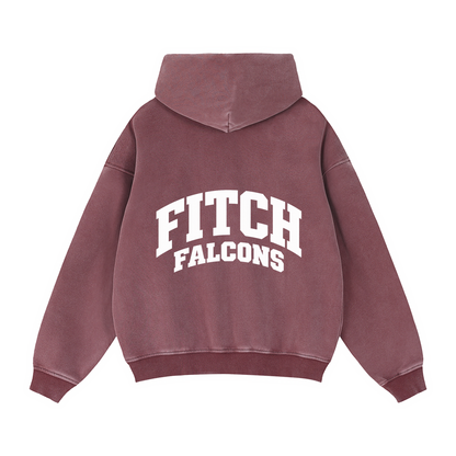 Basic 2 White Fitch Zip-Through Boxy Fleece Hoodie