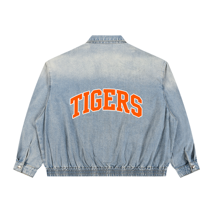 Unisex Vintage Wash Full-Zip Denim Jacket