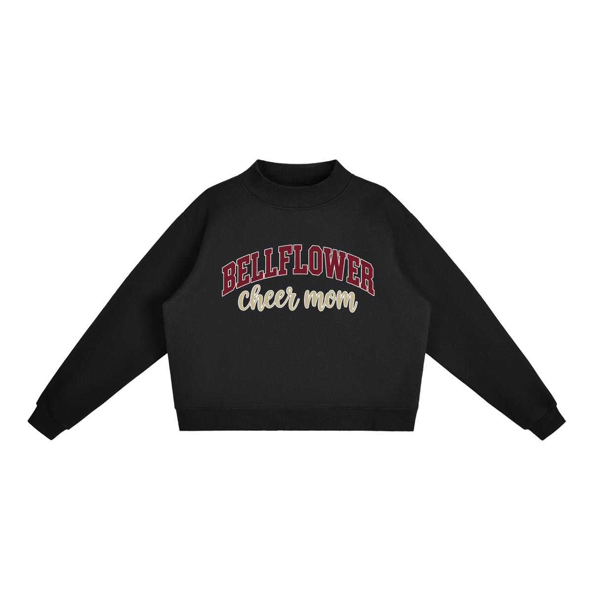Cheer Mom Bellflower Essential Fleece Mock-Neck Crew Sweatshirt