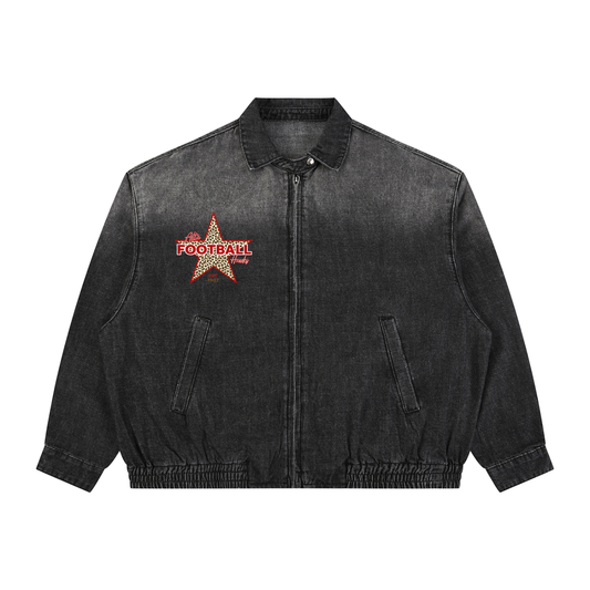 Unisex Vintage Wash Full-Zip Denim Jacket