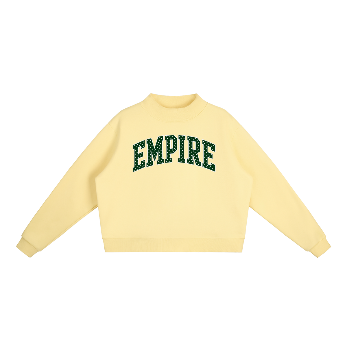 Polka Dot Empire Essential Fleece Mock-Neck Crew Sweatshirt (printed)