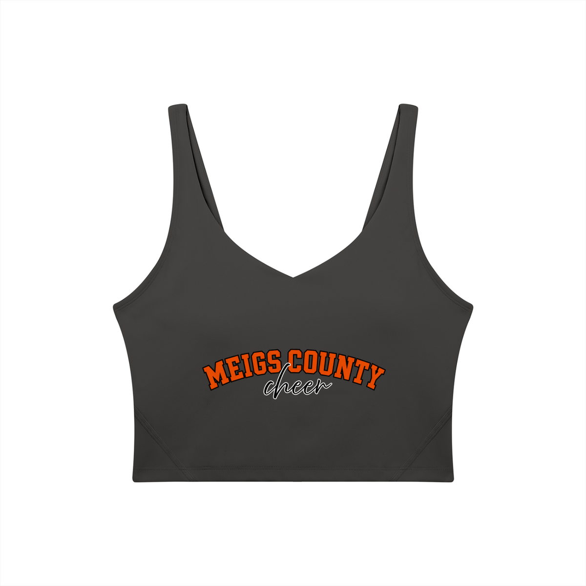 Cursive Meigs County Women's V-Neck Yoga Sports Bra