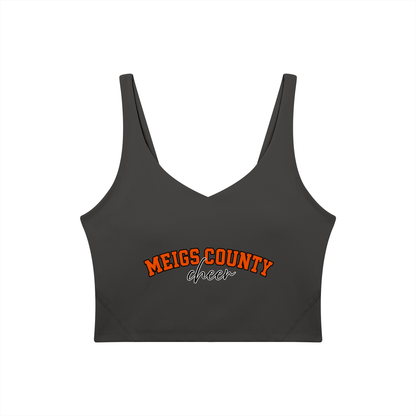 Cursive Meigs County Women's V-Neck Yoga Sports Bra