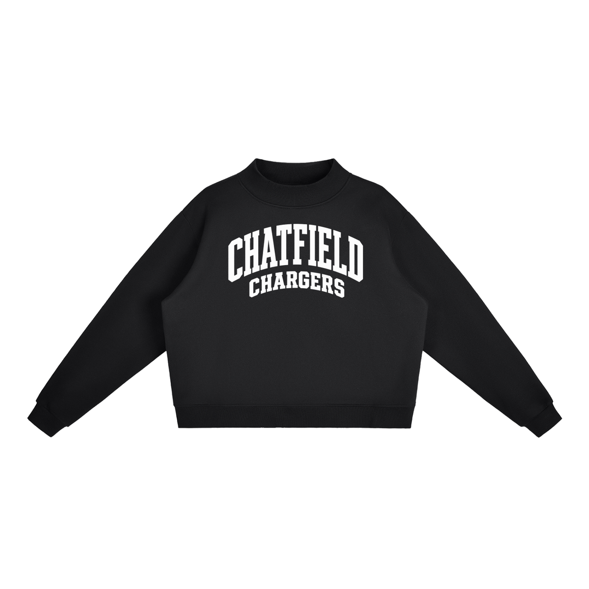 Basic 2 White Chatfield Essential Fleece Mock-Neck Crew Sweatshirt (printed)