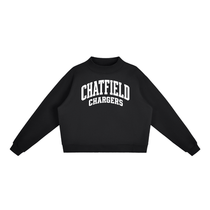 Basic 2 White Chatfield Essential Fleece Mock-Neck Crew Sweatshirt (printed)