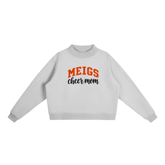 Cheer Mom Meigs County Essential Fleece Mock-Neck Crew Sweatshirt (printed)