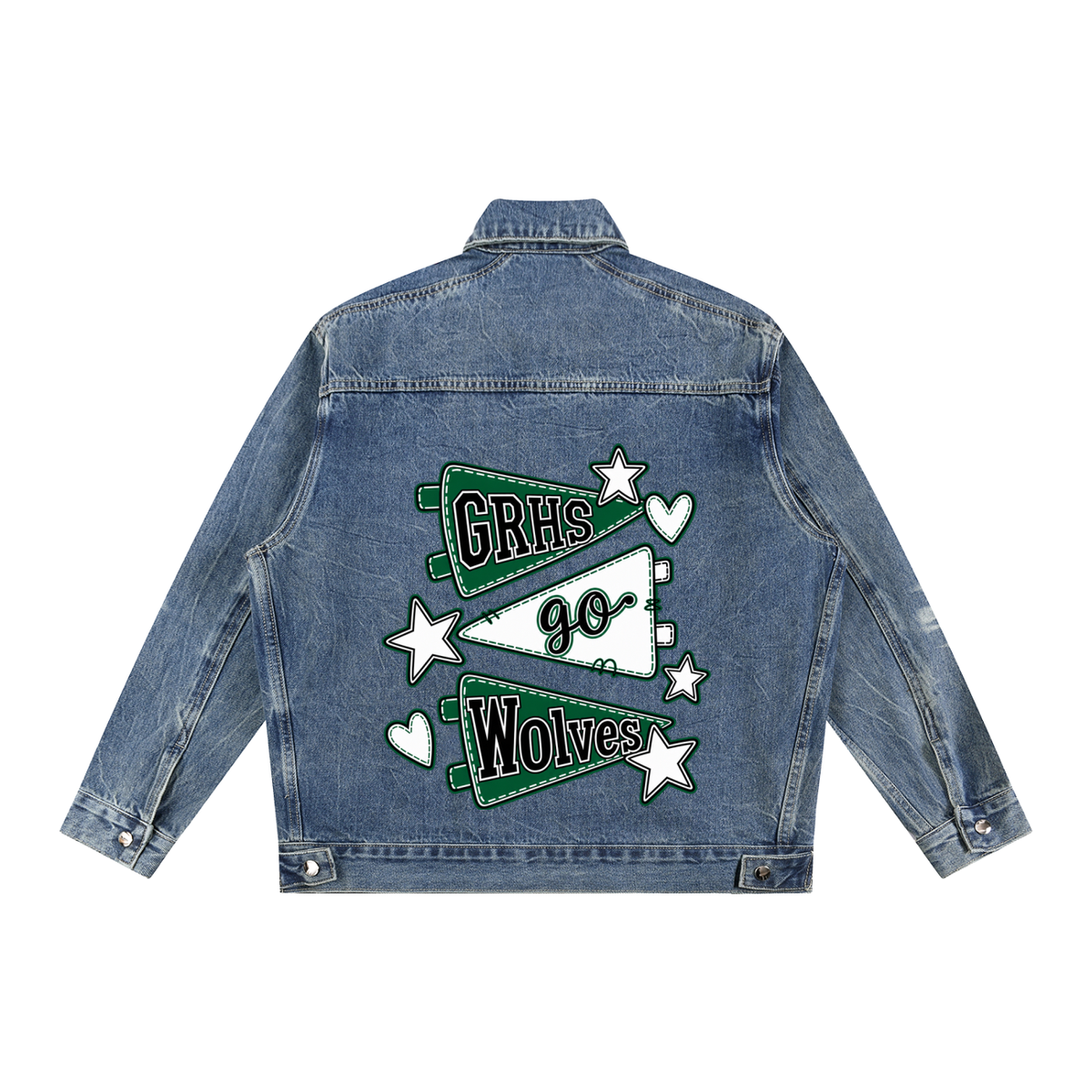 Lets Go Green River Vintage Wash Zip Up Denim Jacket