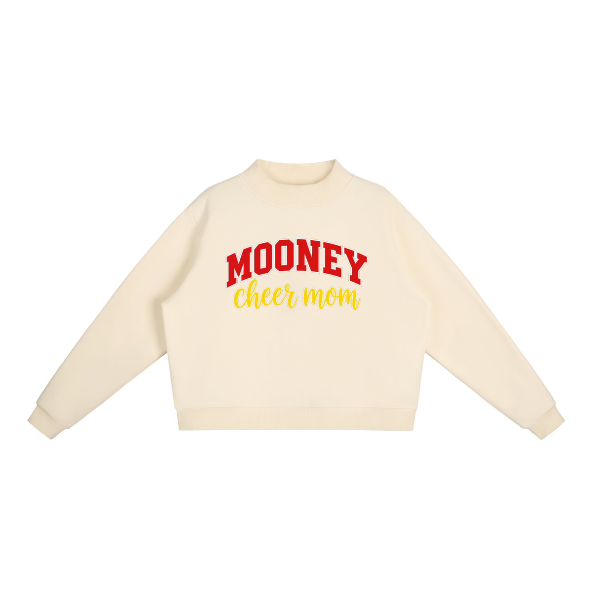 Cheer Mom Cardinal Mooney Essential Fleece Mock-Neck Crew Sweatshirt