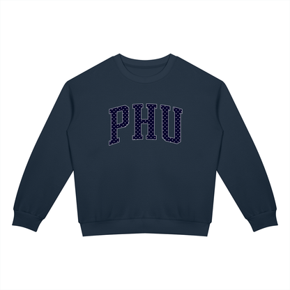 Polka Dot Drop Shoulder Crewneck Sweatshirt