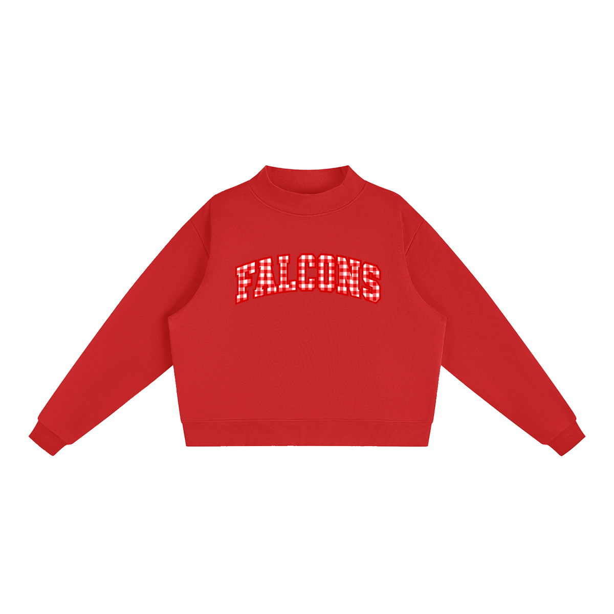Gingham Fitch Essential Fleece Mock-Neck Crew Sweatshirt (printed)