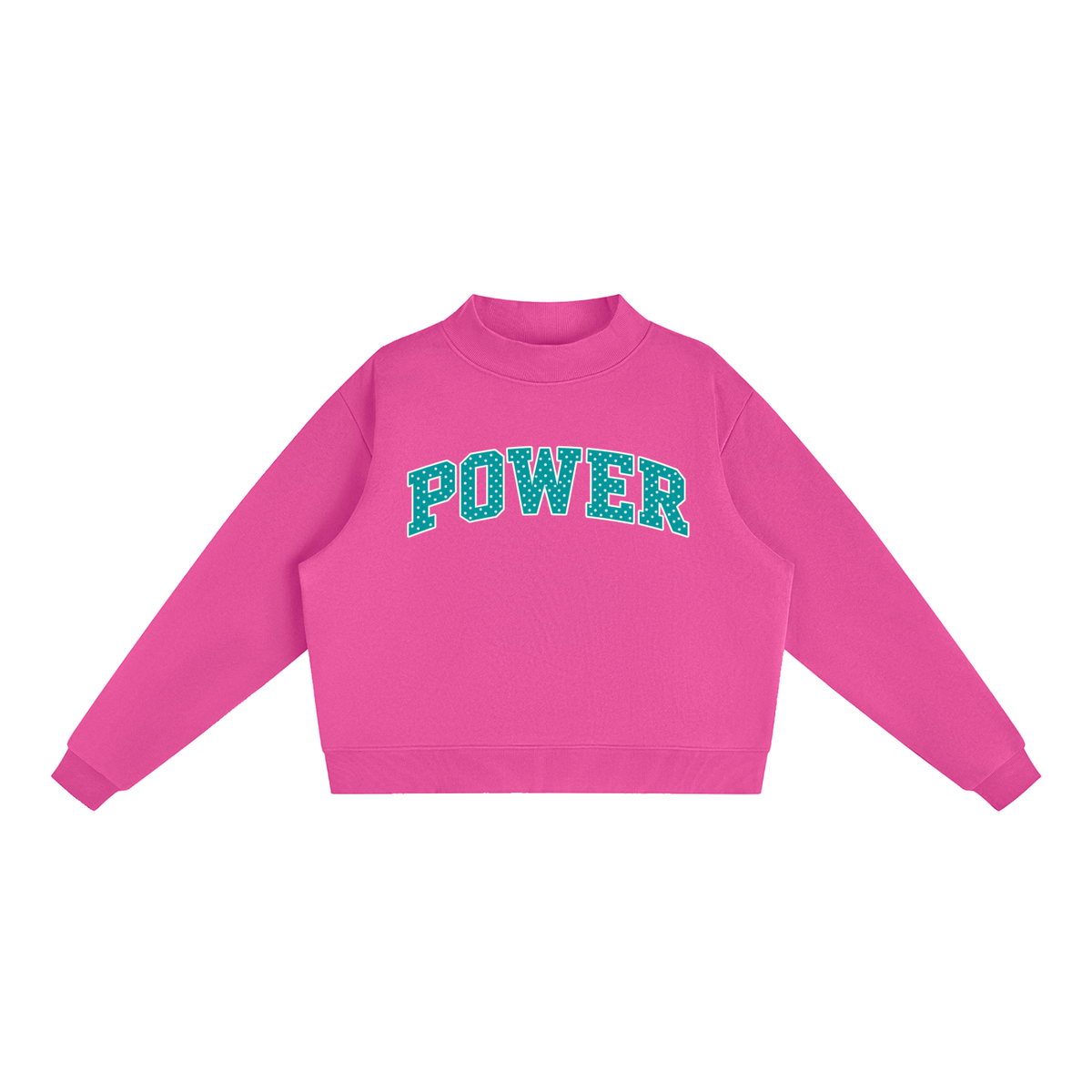 Polka Dot Power Essential Fleece Mock-Neck Crew Sweatshirt