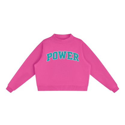 Polka Dot Power Essential Fleece Mock-Neck Crew Sweatshirt