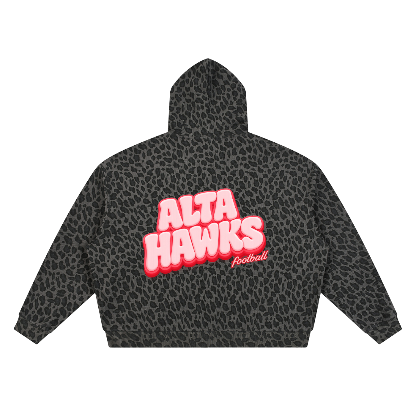 Unisex Leopard Print Waffle Full Zip Hoodie