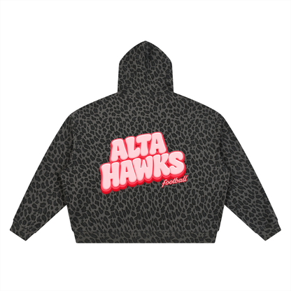 Unisex Leopard Print Waffle Full Zip Hoodie