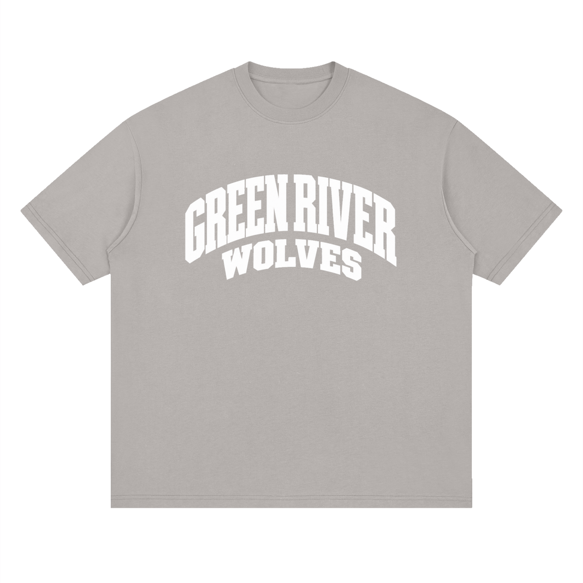 Basic 2 White Green River Oversized Drop Shoulder T-Shirt