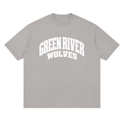 Basic 2 White Green River Oversized Drop Shoulder T-Shirt