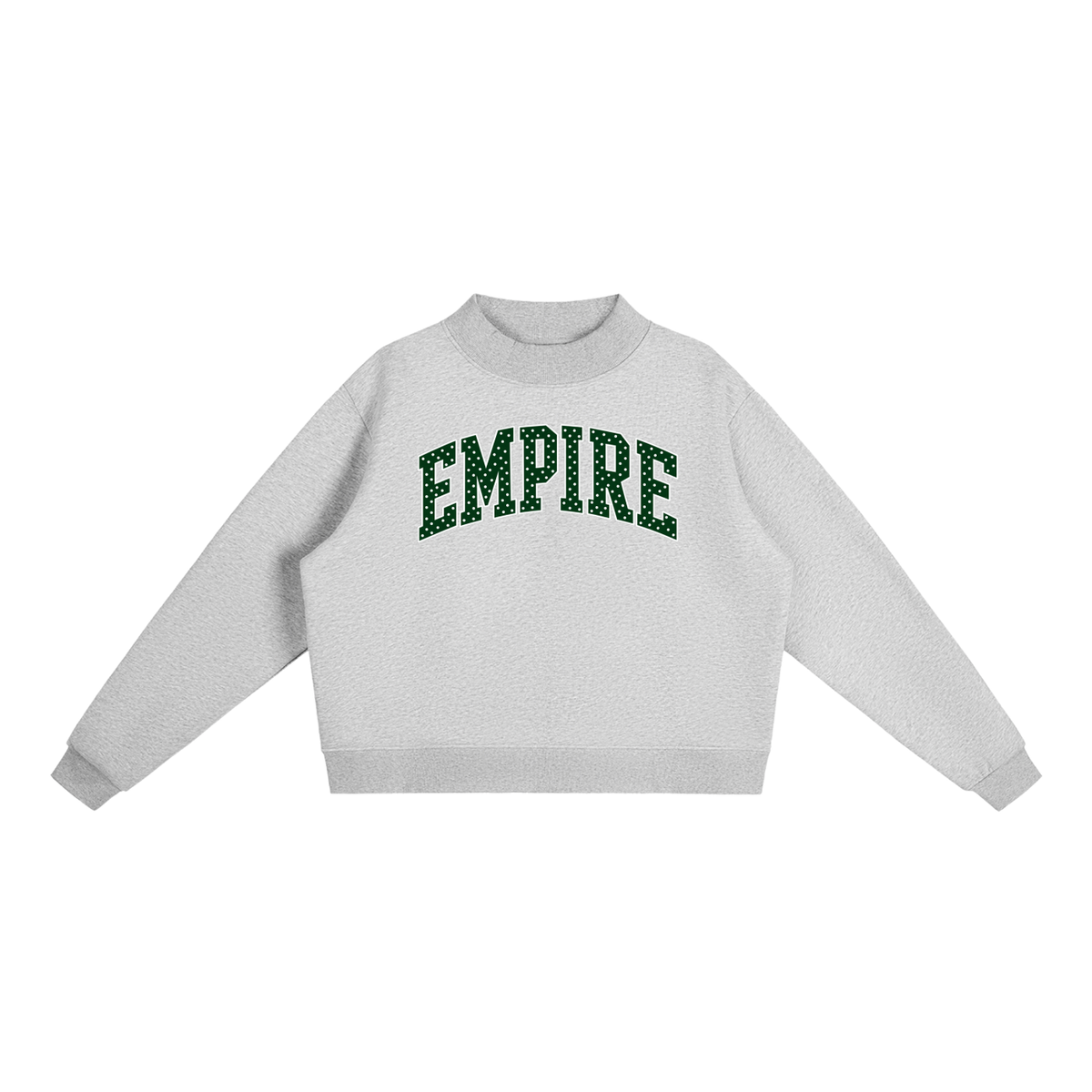 Polka Dot Empire Essential Fleece Mock-Neck Crew Sweatshirt (printed)