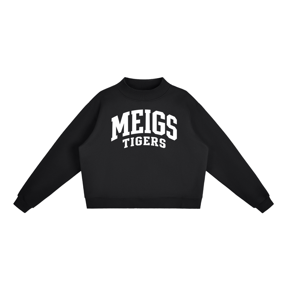 Basic 2 White Meigs County Essential Fleece Mock-Neck Crew Sweatshirt (printed)