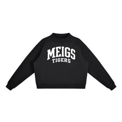 Basic 2 White Meigs County Essential Fleece Mock-Neck Crew Sweatshirt (printed)