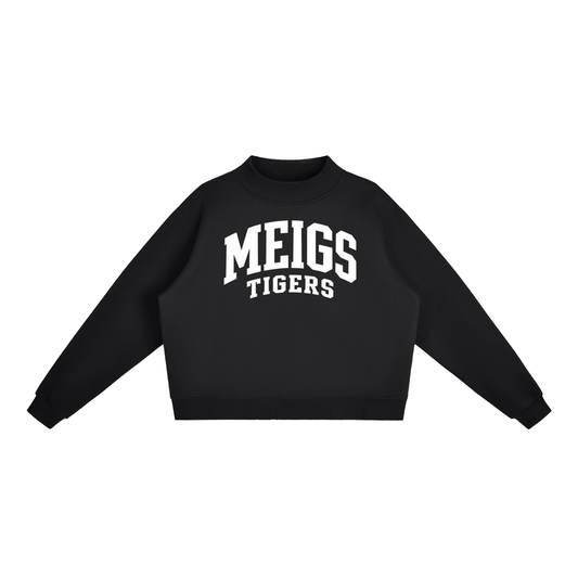 Basic 2 White Meigs County Essential Fleece Mock-Neck Crew Sweatshirt (printed)