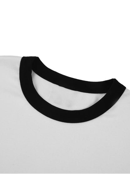 Contrast Edge Ribbed Crewneck T-Shirt