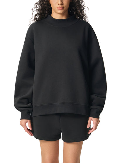 EMBROIDERED Fleece Mock-Neck Crew Sweatshirt