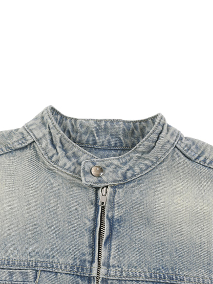 Vintage Wash Zip Denim Jacket