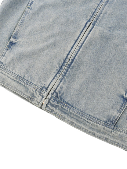 Vintage Wash Zip Denim Jacket