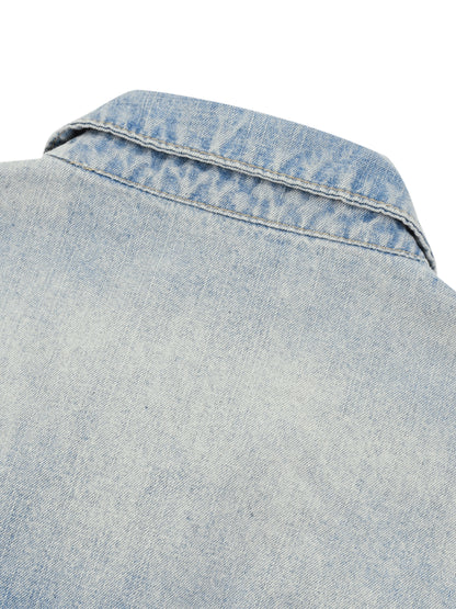 Unisex Vintage Wash Full-Zip Denim Jacket